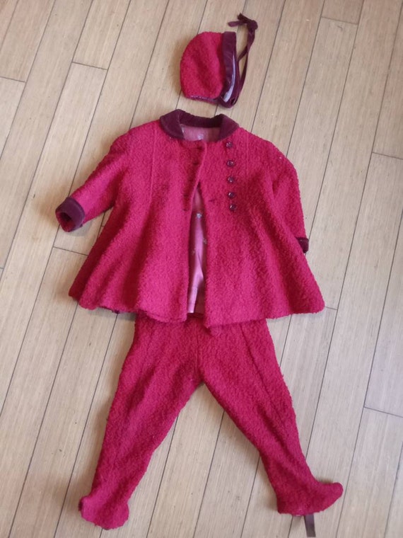 A Bambury Original Red Wool Jacket Pants and Bonne