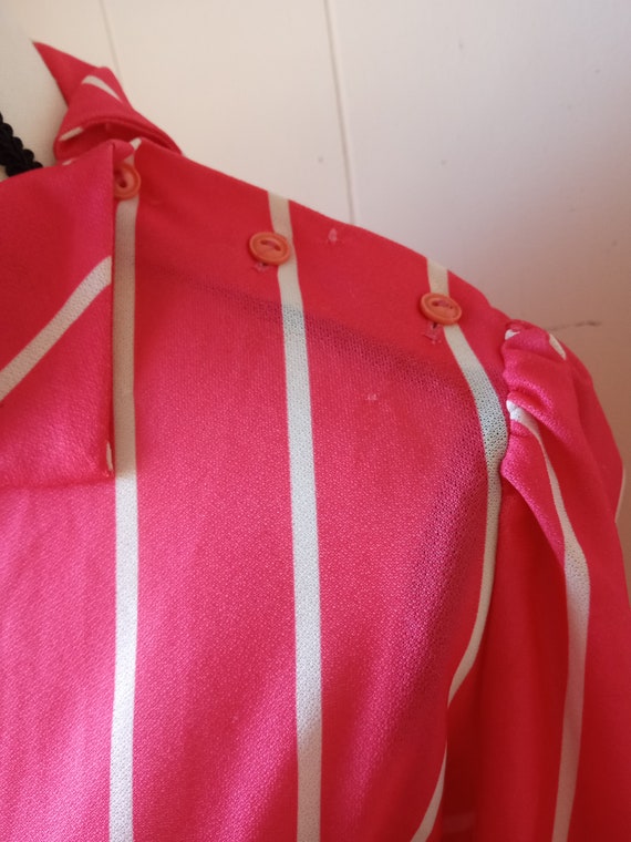 Pink and White Striped Polyester Dress with Elast… - image 4