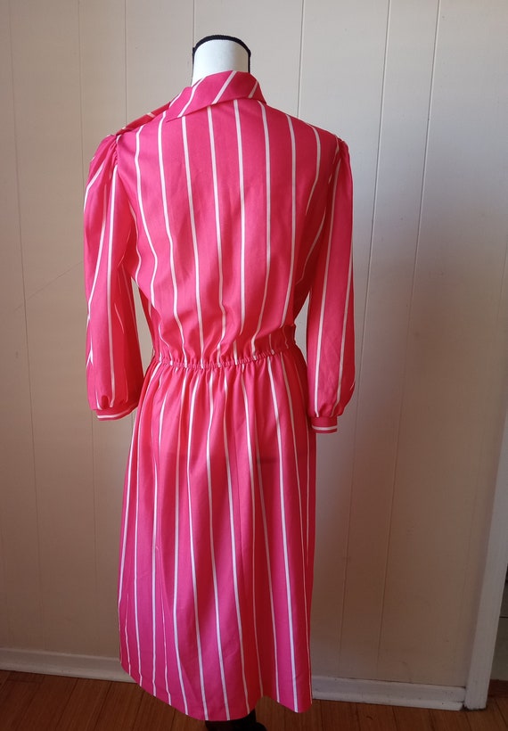 Pink and White Striped Polyester Dress with Elast… - image 6