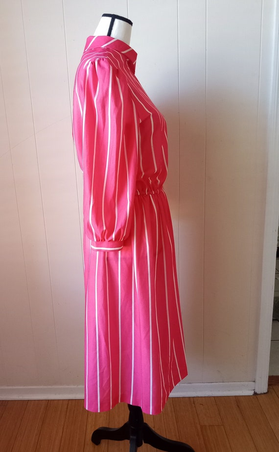 Pink and White Striped Polyester Dress with Elast… - image 7