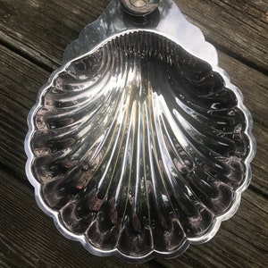 Vintage Sheridan Silver Plated Candle Holder with Attached Seashell Bowl
