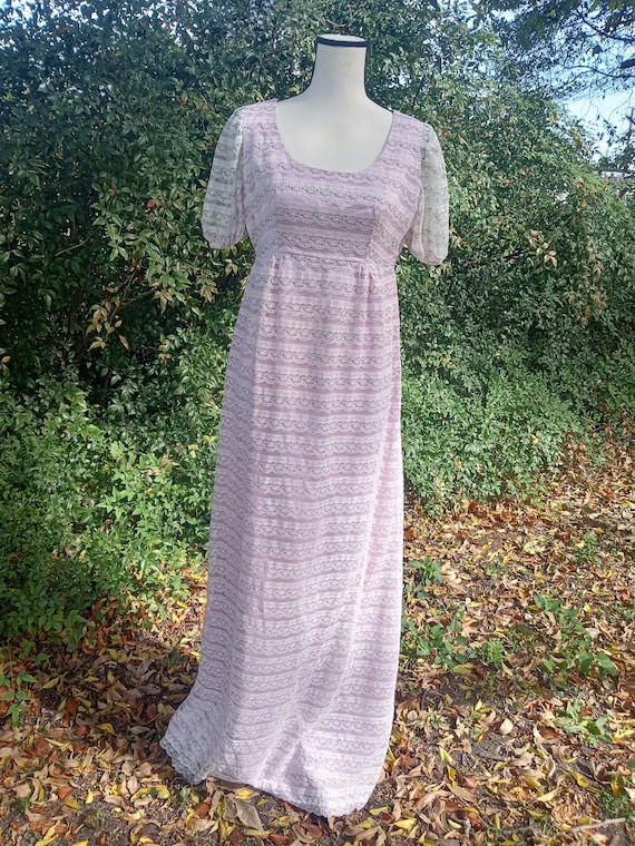 Vintage Empire Waist Lace Dress Lavender Purple an