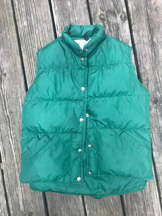 Vintage Green Womens Medium LL Bean Goose Down Ve… - image 2