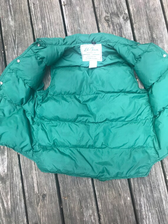 Vintage Green Womens Medium LL Bean Goose Down Ve… - image 4