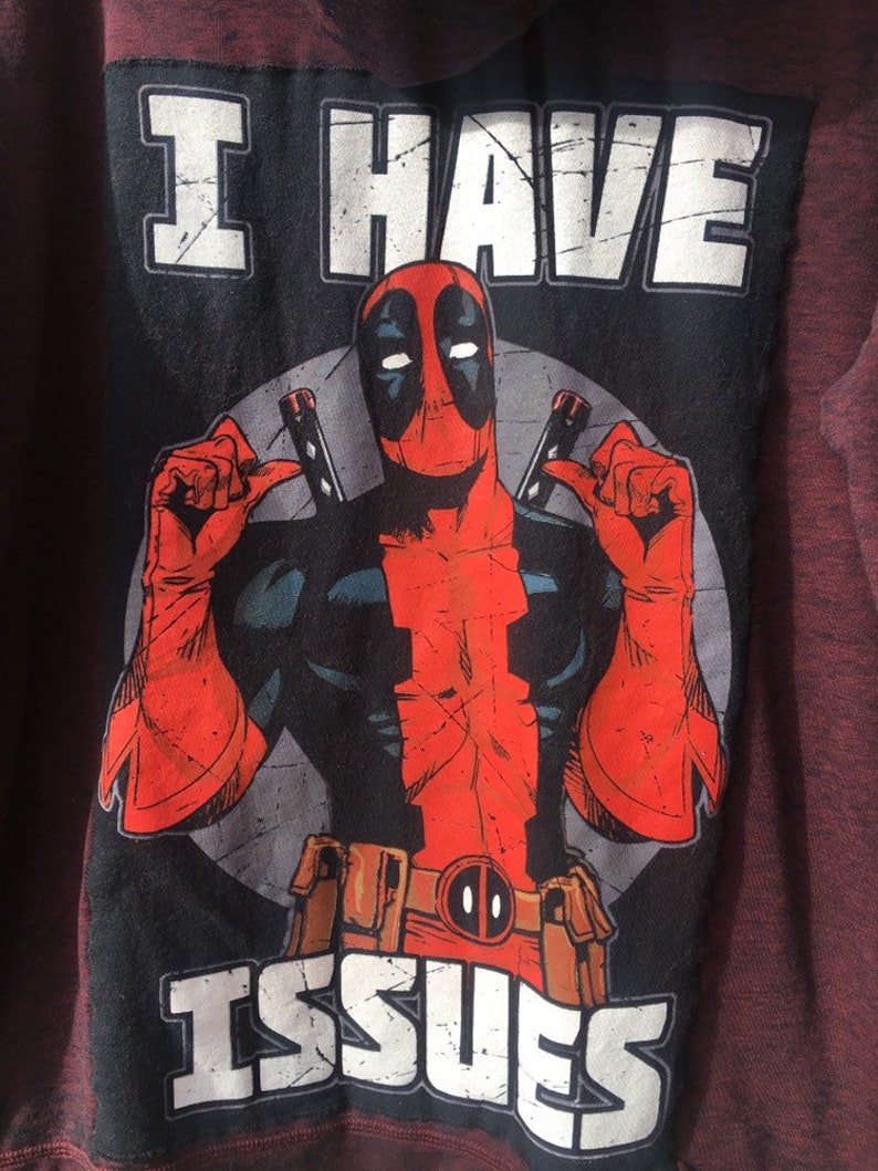 upcycled extra large marvel X Force fathers day gift burnout Mens XL Deadpool hoodie