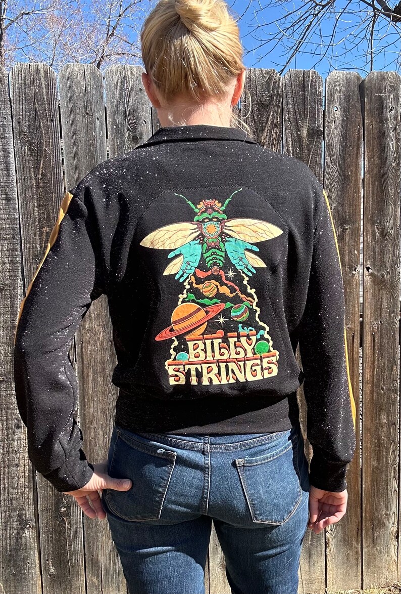 Womens small Billy Strings BMFS zip up sparkle jacket with circadia planet merch patch one of a kind shirt bluegrass gift image 2