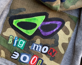 Baby Billy Strings BMFS size 6 month Big Mon 3000 hoodie, camouflage patch, one of a kind little rager gift