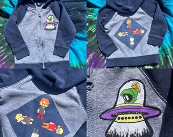 Baby toddler size 2T Phish hoodie Curveball patch and Martian monster, one of a kind little rager gift