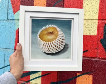 Asian Pear painting, FRAMED ORIGINAL