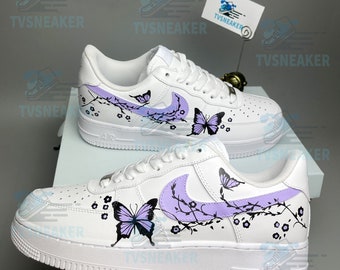 Custom Shoes, Flower Butterfly Drip Air Force 1 Hand Painting sneakers