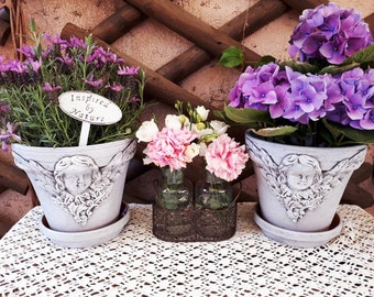 Set of 2 medium-sized flower pots "Big Angels"