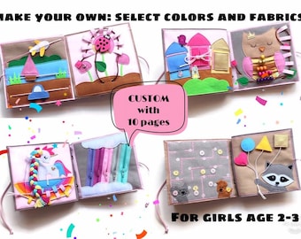 Personalized quiet book, soft toy for girl fanny games gift montessori activity book to developing the skills of your child