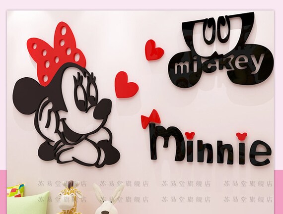 Minnie Mouse 3d Wall Decal Stickers Room Decor Wall Sticker Acrylic Mirror Surface Nursery Bedroom Decor