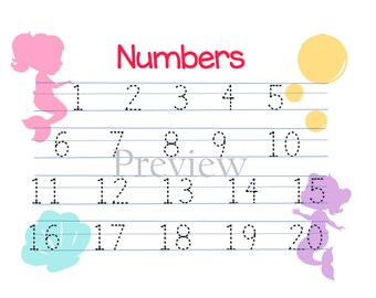 Mermaid Theme: Letters, numbers, and colors preschool combo