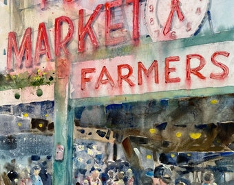Bustling Pike Place Market Afternoon – Limited Edition – Signed & Numbered Art Print