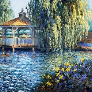 Impressionist Art Print - Ölgemälde - Sommer Park Weiden