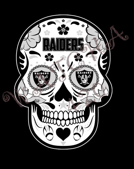 Verwonderend Raiders Dia De Los Muertos Skull Image Men's T-Shirts | Etsy WX-58