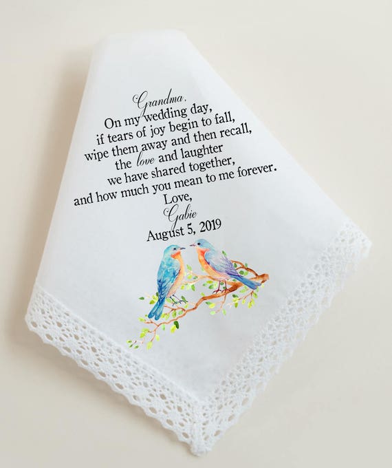 Wedding Handkerchief Grandma Handkerchief Nana Gigi Thank Etsy