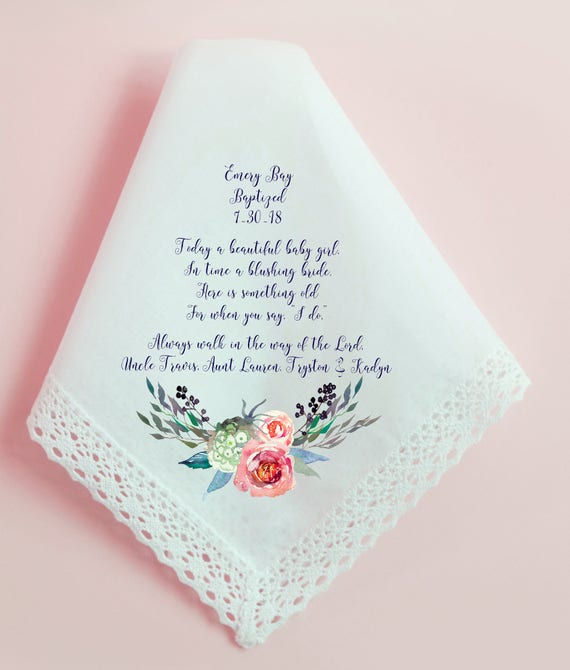 Baptism Handkerchief Godparents Handkerchief Godchild Girl Etsy