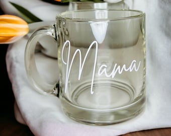 Personalized Glass Coffee Mug, Custom Name Gift