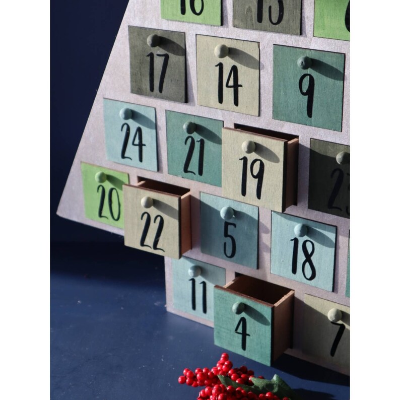 Wooden Advent Calendar Christmas Countdown Wooden Christmas Etsy