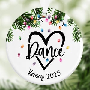 Ornamento natalizio per danza, regalo di Natale personalizzato, ornamento per danza classica, regalo hip hop personalizzato, ornamento in ceramica Love Dance Mom con scatola regalo