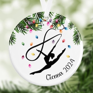 新体操クリスマスオーナメント パーソナライズされたクリスマスギフト 体操スポーツオーナメント カスタム体操選手ギフト セラミックオーナメント ギフトボックス