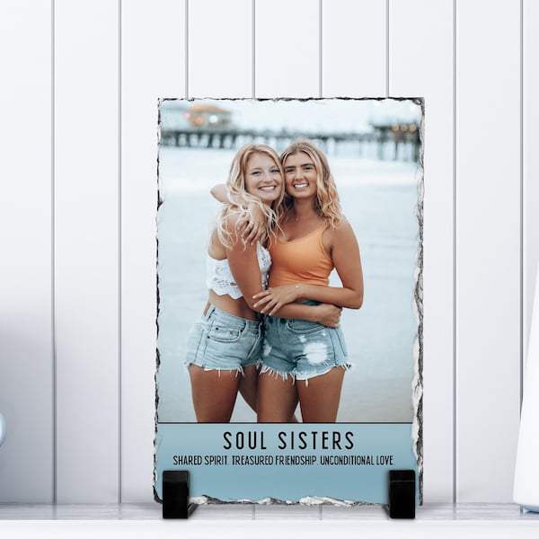 Personalized Gift Soul Sisters Photo Slate Stone Gift for Her Besties Gift Plaque Sister Photo Gift for Mom Birthday Present Christmas Gift