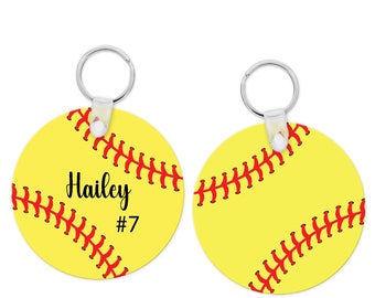 Llavero con etiqueta para bolsa de sóftbol, regalo para equipo, etiqueta con nombre personalizada para bolsa de equipo de sóftbol o bolsa de bate, llavero liviano con etiqueta para bolsa