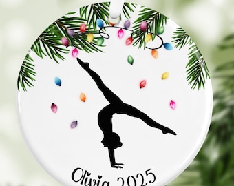 Gymnastics Christmas Ornament Personalized Christmas Gift Gymnastics Sports Ornament Custom Gymnast Gift Ceramic Ornament with Gift Box
