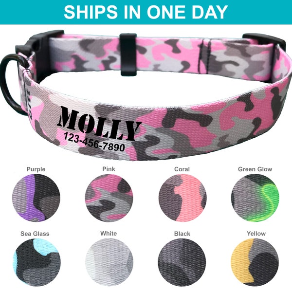 Gepersonaliseerde halsband in roze camouflage aangepaste Camo huisdier halsband met naam gepersonaliseerde halsband voor hond moeder cadeau voor haar meisje hond jongen hond