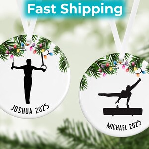 Ornamento natalizio di ginnastica, regalo di Natale personalizzato, ornamento sportivo di ginnastica, regalo di ginnastica personalizzato, ornamento in ceramica per ragazzi e ragazze