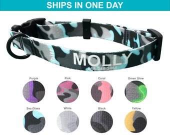 Personalized Dog Collar in Camouflage Custom Dog Collar with Name Personalized Collar for Dog Mom Gift for Her Girl Dog Boy Dog Gift for Mom