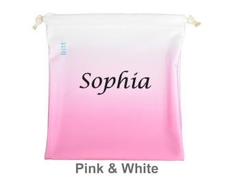 Pink Ombre Personalized Gymnastics Grip Bag - Pink and White Ombre Sublimated Grip Bag with Swarovski Crystals Option