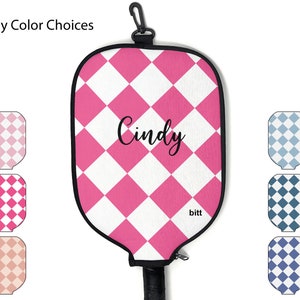 Personalized Pickleball Paddle Cover Custom Gift for Pickleball Player Checkered Protective Paddle Cover with Zipper