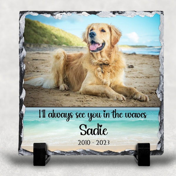 Personalized Pet Memorial Photo Rock Slate Pet Loss Gift Dog Memorial Stone Cat Photo Bereavement Slate Gift Pet Photo with Name Photo Gift