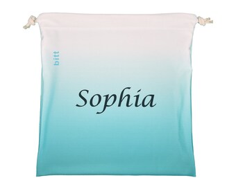 Teal Ombre Personalized Gymnastics Grip Bag - Teal and White Ombre Sublimated Grip Bag with Swarovski Crystals Option