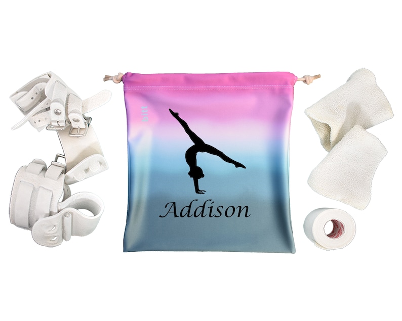 Gymnastics Grip Bag in Teal Pink Ombre With Split Handstand Etsy
