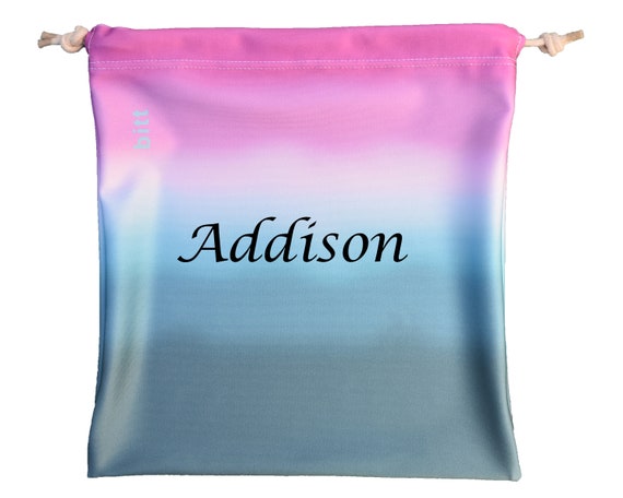 Personalized Gymnastics Grip Bag in Teal Pink Ombre - Swarovski 
