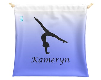 Gymnastics Grip Bag in Periwinkle White Ombre with Split Handstand - Personalized with Crystals options