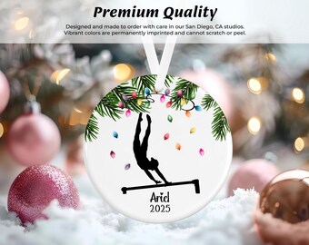 Ornamento natalizio di ginnastica ritmica, regalo di Natale personalizzato, ornamento sportivo di ginnastica, regalo personalizzato per ginnasta, ornamento in ceramica, scatola regalo - Italia