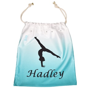 Gymnastics Grip Bag mit Split Handstand plus Optionen für personalisierte & Swarovski Kristalle Petrol und andere Ombre Grip Bag Farben Bild 6