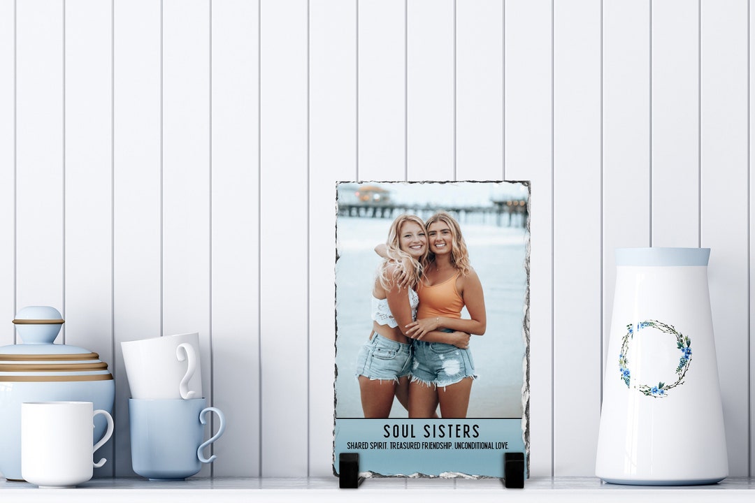 Personalized Gift Soul Sisters Photo Slate Stone Gift for Her Besties Gift Plaque Sister Photo ...
