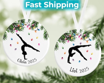 Personalized Gymnastics Christmas Ornament Christmas Gift Gymnastics Sports Ornament Custom Gymnast Silhouette Gift Ceramic Ornament