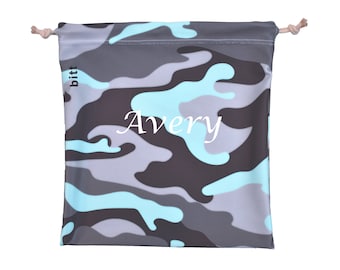 Gepersonaliseerde Gymnastics Grip Bag in Sea Glass Camouflage voor meisjes en jongens, optie voor Swarovski-kristallen
