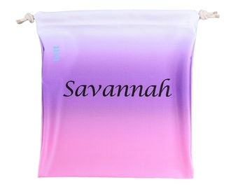 Pink & Purple Ombre Personalized Gymnastics Grip Bag - Sublimated Ombre Grip Bag with Swarovski Crystals Option