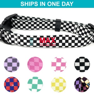 Personalized Collar Checkered Custom Dog Collar Dog Gift Personalized Dog Collar Checker Girl Dog Boy Collar Small Dog Big Collar Dog Mom