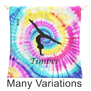 Gymnastik-Grifftasche mit Turner-Silhouette-Variationen Personalisierte Tie-Dye-Grifftasche Gymnastik-Handstandtasche für Mädchen- und Kristalloptionen
