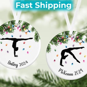 パーソナライズされた体操クリスマスオーナメント クリスマスギフト 体操スポーツオーナメント カスタム体操選手シルエットギフト セラミックオーナメント