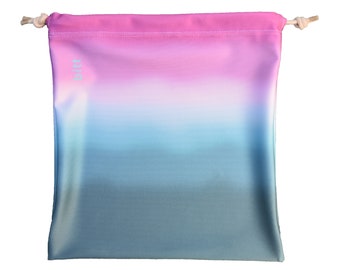Gymnastiek Grip Bag in Teal Pink Ombre - Swarovski Crystals opties